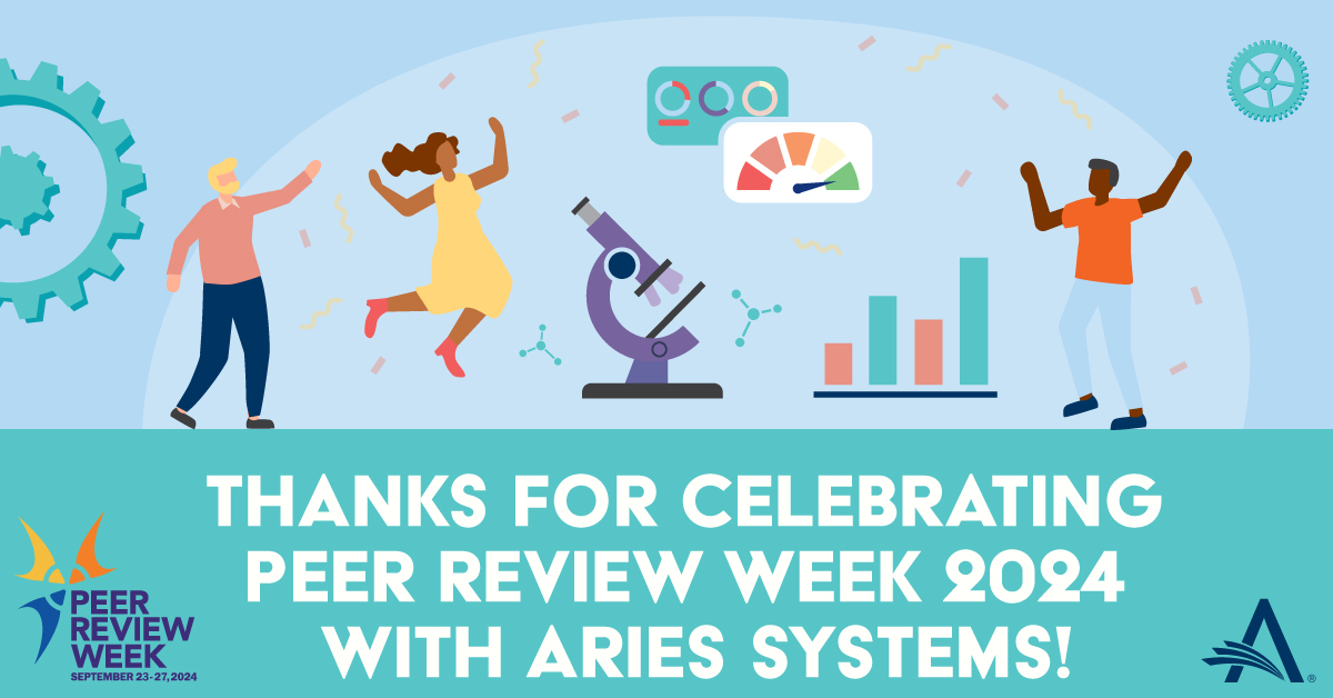 Aries Systems (@ariessystems) on Twitter photo As a member of the <a href="/PeerRevWeek/">PeerReviewWeek</a> Steering Committee, Aries Systems thanks the entire scholarly publishing community for celebrating and discussing the role Innovation and Technology plays in peer review this week! #PeerReviewWeek As a member of the <a href="/PeerRevWeek/">PeerReviewWeek</a> Steering Committee, Aries Systems thanks the entire scholarly publishing community for celebrating and discussing the role Innovation and Technology plays in peer review this week! #PeerReviewWeek