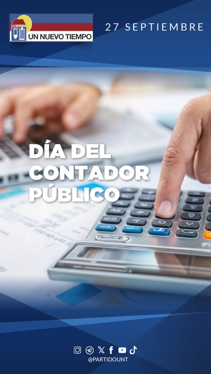 partidoUNT's tweet photo. Hoy reconocemos al gremio de Contadores en #Venezuela y su importante gestión para la creación, seguimiento y evaluación de los procesos financieros dentro de cada empresa e institución de nuestro país. 

¡Felicidades a todos los contadores en su día! #27Sep https://t.co/i6IGoJ7Njh