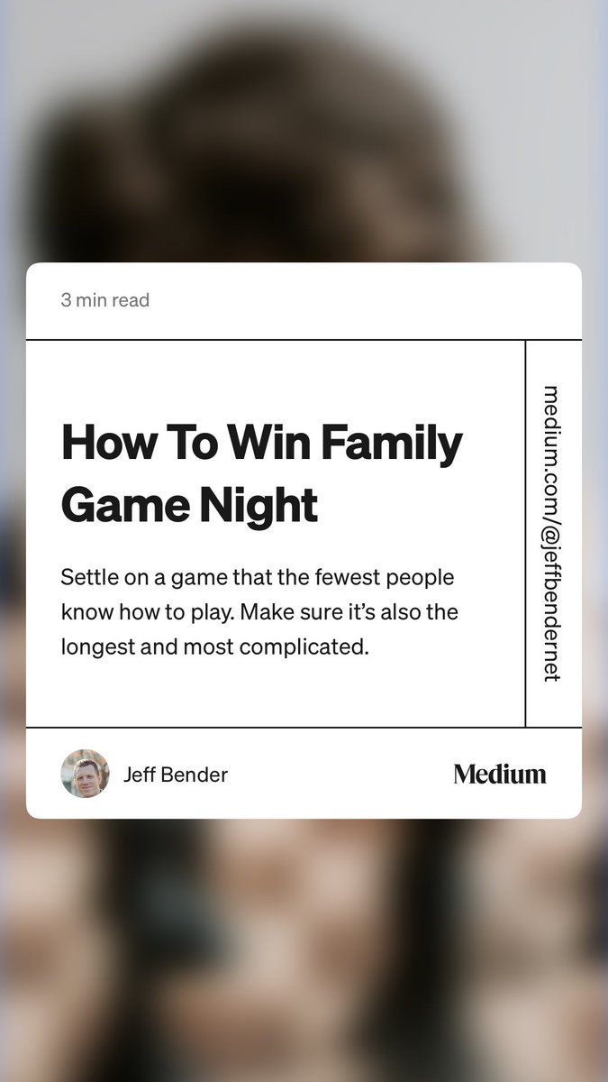 Jeff Bender (@jeffbendernet) on Twitter photo Monopoly anyone? The great <a href="/TaliaArgondezzi/">Talia Argondezzi</a> and I wrote this piece about the dreaded family game night. “How To Win Family Game Night” by Talia Argondezzi & Jeff Bender medium.com/slackjaw/how-t… Monopoly anyone? The great <a href="/TaliaArgondezzi/">Talia Argondezzi</a> and I wrote this piece about the dreaded family game night. “How To Win Family Game Night” by Talia Argondezzi & Jeff Bender medium.com/slackjaw/how-t…
