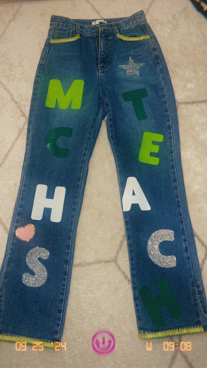 MsNguyenn's tweet photo. SOOOOOO EXCITED TO WEAR THESE JEANS TO REP @MCHS_Rams!!!! LETS GO RAMS!!! 💚 #staffhoco24 #mchs #rams #rpnd #Homecoming2024 https://t.co/NgEFWtb7Yb