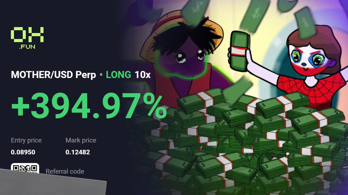 $MOTHER made possible only on <a href="/OXFUNHQ/">OX.FUN</a>. 

Not many know you can Leverage long your favourite memes without actually owing it in your fav wallet. . 😒
