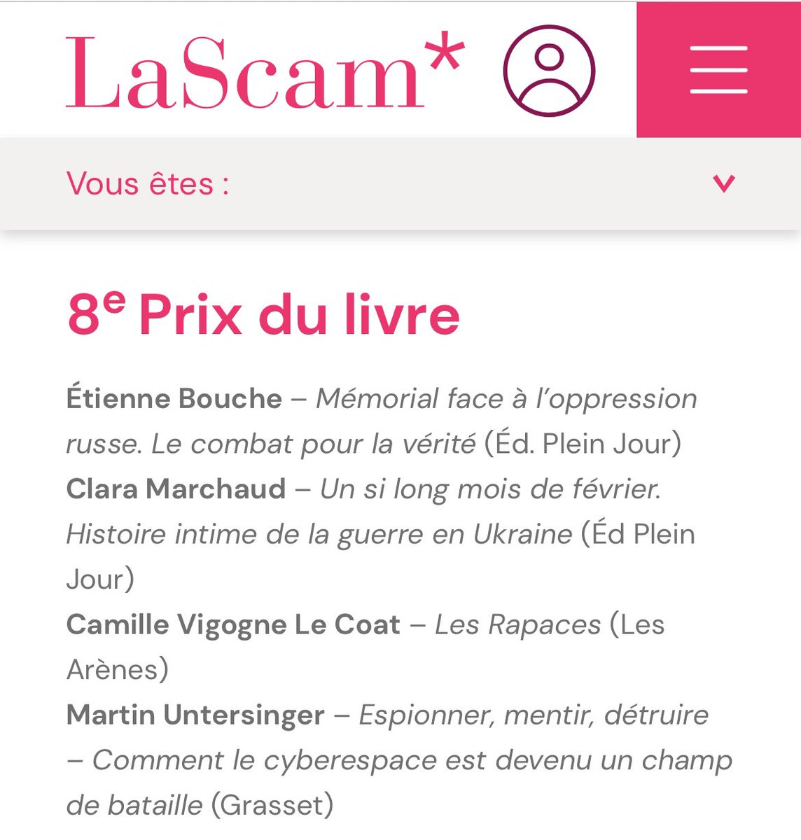 Très heureuse et si fière de figurer dans la présélection du Prix Albert Londres 2024 pour mon livre Les Rapaces aux côtés de journalistes si talentueux. Merci <a href="/les_arenes/">Éditions Les Arènes</a> et <a href="/Le_NouvelObs/">Le Nouvel Obs</a> de soutenir le journalisme d’enquête !