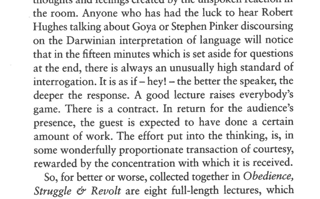 pebonilla's tweet photo. It was fun getting to introduce @sapinker at the @mitfreespeech conference yesterday, because it gave me a chance to use this excerpt from a David Hare essay I’ve had in the back pocket for going on a decade. (Though get the spelling of his first name right, editors!) https://t.co/kt42QUKttt