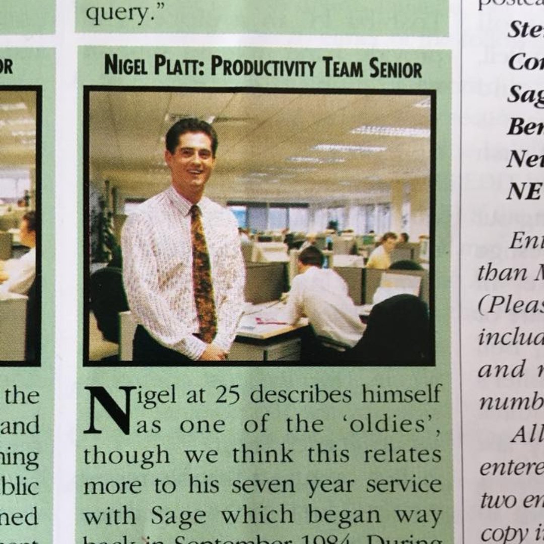 SageCareers's tweet photo. Nigel Platt has been with us for 40 years 😮 yes not 14 years, 40 YEARS. To say he's had an incredible career here, puts it lightly!

Nigel, you are a #Legend and we're proud to have you. Here's to 40 more years 😆

#LifeAtSage #LoveWhatYouDo #Careers #Jobs #Sage https://t.co/LqS8TJphe3