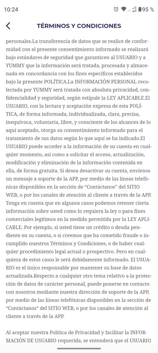 MEcoccaro's tweet photo. @metavarce @metavarce nuevamente violando mi derecho a eliminar mis datos. Contacte nuevamente a atención al usuario de @yummy_vzla esta vez solicitar la eliminación de mis datos como lo dicen sus politicas de privacidad. Nuevamente el agente decidio llevar la contraria y cerrar el chat. https://t.co/bIJay5ha12