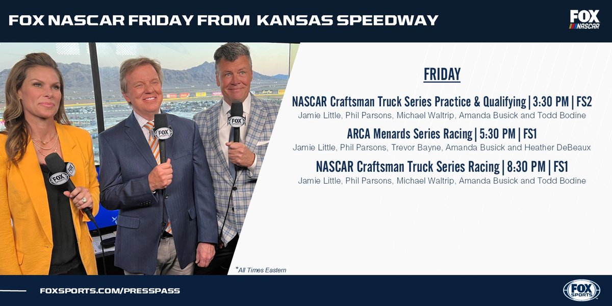 The yellow brick road leads to a @NASCARonFOX doubleheader Friday at @KansasSpeedway! Catch the <a href="/NASCAR_Trucks/">NASCAR CRAFTSMAN Trucks</a> and <a href="/ARCA_Racing/">ARCA Menards Series</a> Series live today on FS1.