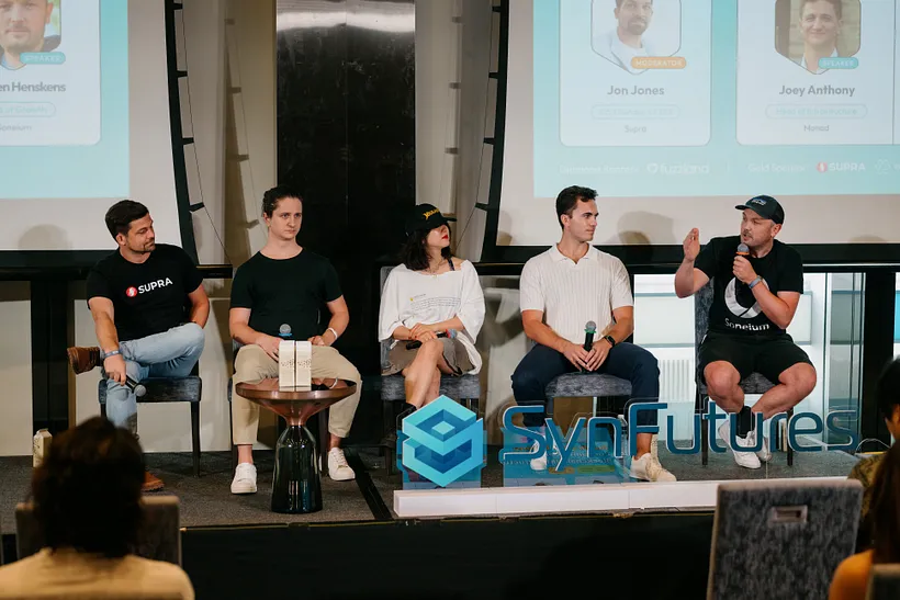 SynFuturesDefi's tweet photo. Thanks to the panelists on our Infrastructure for the Masses panel at #BorderlessSummit Singapore! 🙌
🎙️Joey Anthony (@Joey_Anthony_), Head of Infrastructure, @monad_xyz
🎙️Shuyao Kong (@hotpot_dao), Co-Founder, @megaeth
🎙️Eric Brown (@0xEricBrown) Sr. Developer Advocate, @base
🎙️Maarten Henskens (@henskensm), Head of Growth, @soneium
🎙️Moderated by Jon Jones (@JonEvansJones), Co-founder & CBO, @SUPRA_Labs
Panelists shared insights into the current state of Web3 infrastructure and covered the challenges and opportunities associated with building a robust and scalable infrastructure. 🧰
Watch the discussion 👉https://t.co/wK8vktvOKr