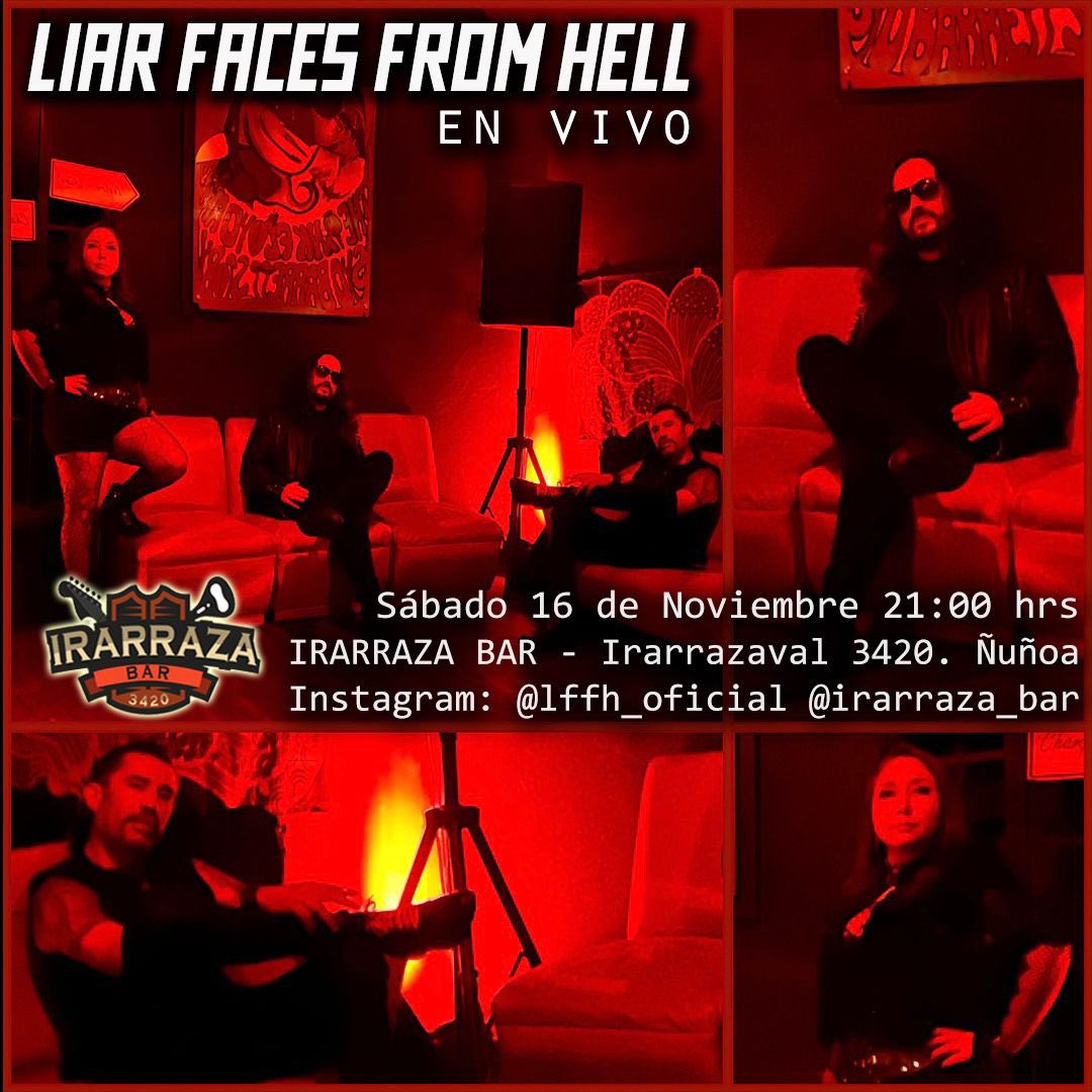 LiarFaces's tweet photo. CUPOS LIMITADOS! 
LIAR FACES FROM HELL EN VIVO! 
Sábado 16 de Noviembre 21:00 hrs. 
IRARRAZA BAR - Irarrazaval 3420. Ñuñoa.
Hay una lista con cupos limitados, si quieres ir, enviar datos por mensaje interno. 😈 https://t.co/bqglo6wh8D