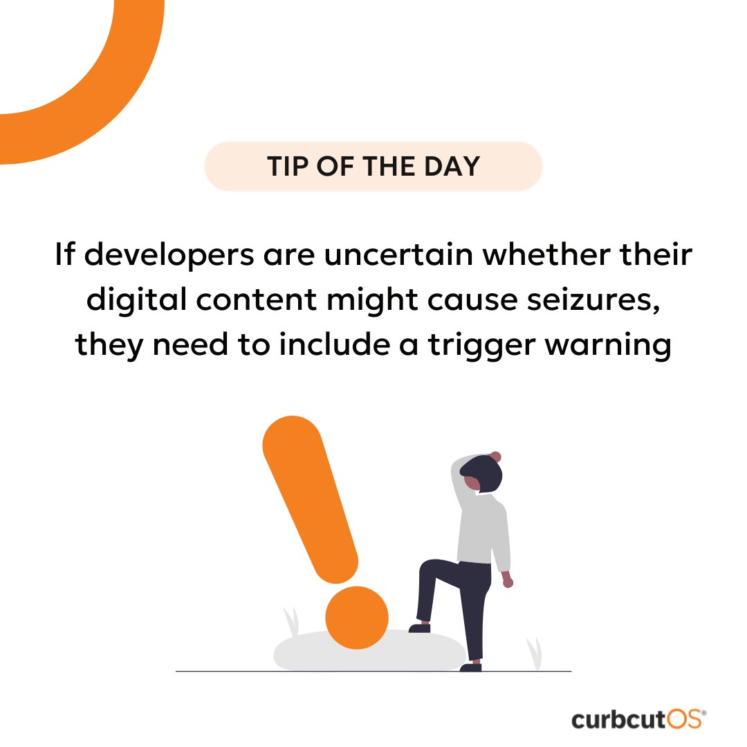 curbcutos's tweet photo. ⚠️ Safety First! If your content includes potential triggers like flashing images or videos, you must provide clear warnings in advance and offer alternatives to ensure a safe experience for those at risk of seizures

#DigitalAccessibility #Accessibility #TipOfTheDay #Content https://t.co/Cg0opYxB5i