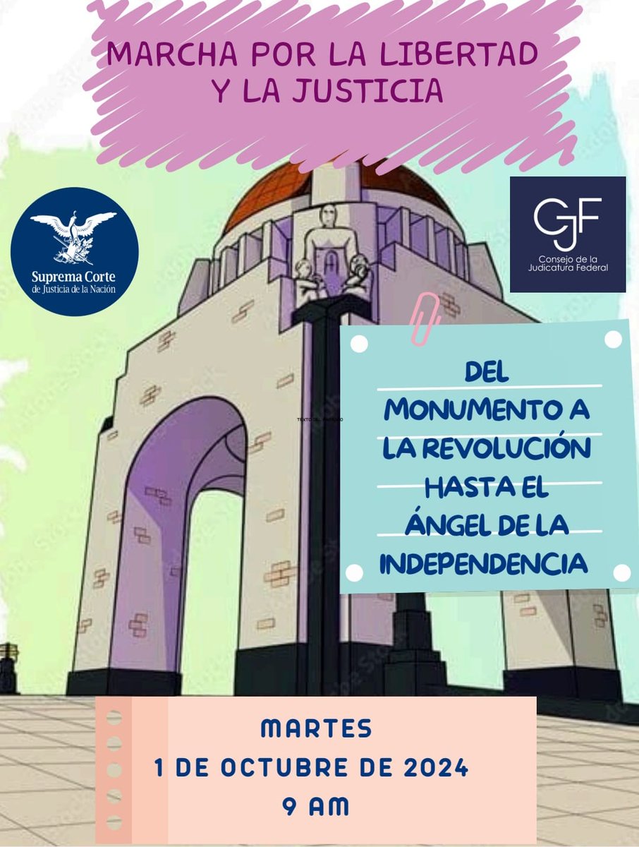 ⚖️🇲🇽 MANIFESTACIÓN NACIONAL
POR LA LIBERTAD Y LA JUSTICIA

MARTES 1 OCTUBRE

Actualización 27 Septiembre 

LISTA DE CIUDADES PARTICIPANTES

🇲🇽 AGUASCALIENTES, AGS, CONCENTRACIÓN Exedra, MAR 1 OCT, 10:30 am
🇲🇽 CELAYA, GTO VA A CDMX
#ALasCalles01Oct  🧵👇