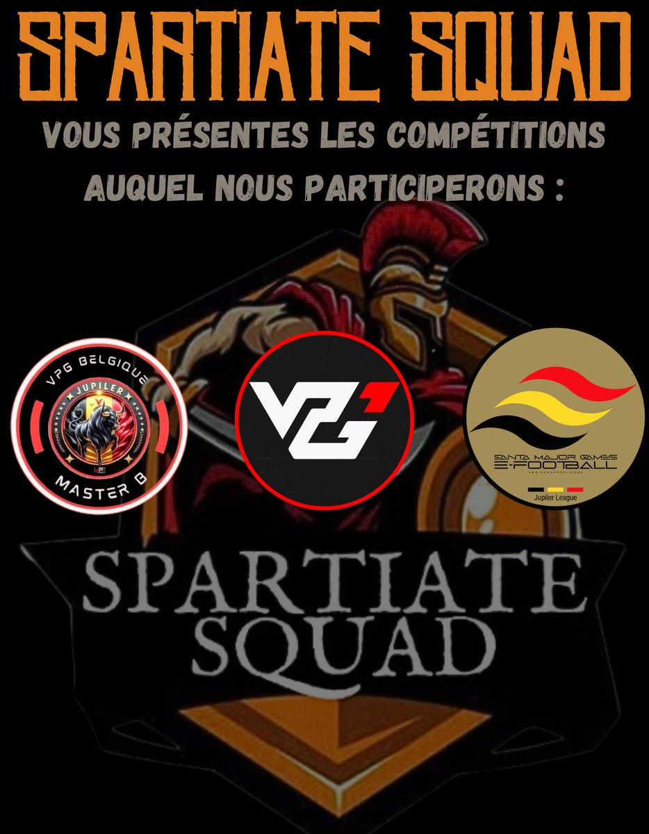 SPARTIATE SQUAD (@sspartiatesquad) on Twitter photo Salut à tous ! SPARTIATE SQUAD reprend pour le nouvelle opus avec les compétitions suivante :
<a href="/SwissVPG/">VPG Switzerland 🇨🇭</a> <a href="/belgique_vpg/">VPG BELGIQUE 🇧🇪</a> <a href="/TheDream_SMG/">Santa Major Games</a> Salut à tous ! SPARTIATE SQUAD reprend pour le nouvelle opus avec les compétitions suivante :
<a href="/SwissVPG/">VPG Switzerland 🇨🇭</a> <a href="/belgique_vpg/">VPG BELGIQUE 🇧🇪</a> <a href="/TheDream_SMG/">Santa Major Games</a>