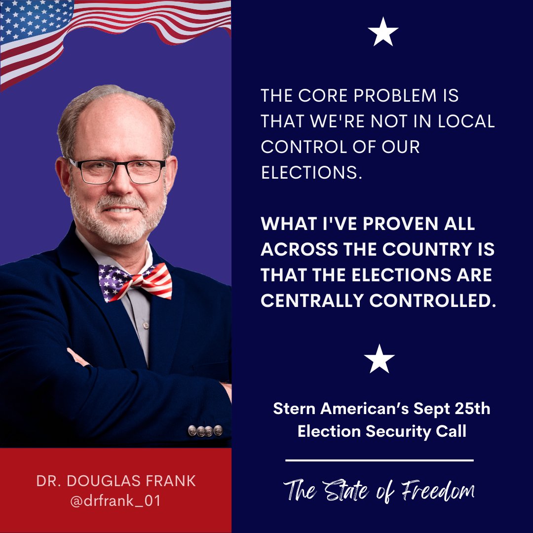 freedomstateus's tweet photo. Dr. Douglas Frank reveals the truth about centralized election control and the need for local involvement to reclaim our democracy. #ElectionControl #LocalGovernance #RestoreDemocracy
Listen to the full discussion on our podcast!
@SternAmerican https://t.co/TocXPWkSif