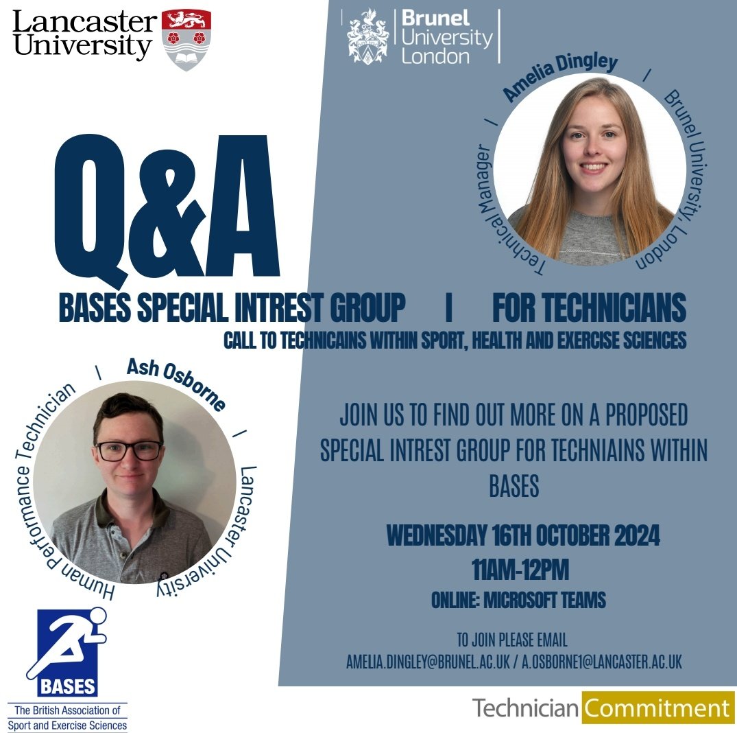 Amelia Dingley (@ameliadingley) on Twitter photo <a href="/AshOsborne91/">Ash Osborne</a> and I, technicians in Sport, Science, are proposing a @basesuk Special Interest Group for Technicians! Let’s break the ‘invisible workforce’ stigma & highlight technical contributions. Join our Q&A on Wed, 16th Oct, 11am-12pm. DM or email for the link! <a href="/TechsCommit/">Technician Commitment</a> <a href="/AshOsborne91/">Ash Osborne</a> and I, technicians in Sport, Science, are proposing a @basesuk Special Interest Group for Technicians! Let’s break the ‘invisible workforce’ stigma & highlight technical contributions. Join our Q&A on Wed, 16th Oct, 11am-12pm. DM or email for the link! <a href="/TechsCommit/">Technician Commitment</a>