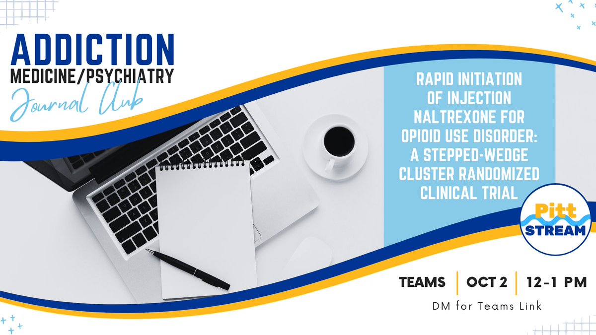 Don't miss today's #AddictionMedicine / #AddictionPsychiatry Journal Club! Dr. Ellis will present groundbreaking research on rapid naltrexone initiation for #OpioidUseDisorder. DM us for the Teams link!

🔗 jamanetwork.com/journals/jaman…
