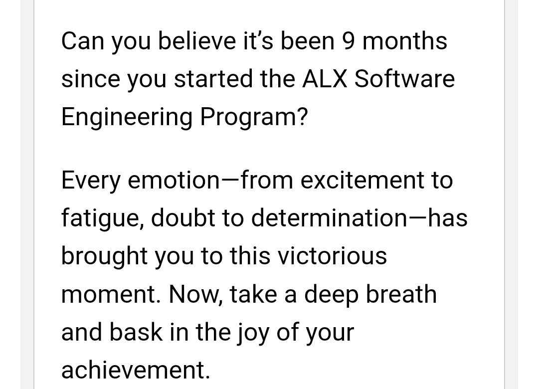 Bitweb_Tech's tweet image. 9 months of hard work, dedication, and sleepless nights... I made it through ALX SE Foundations! On to the next chapter 🙌

Thank you @alx_africa @AlxGhana