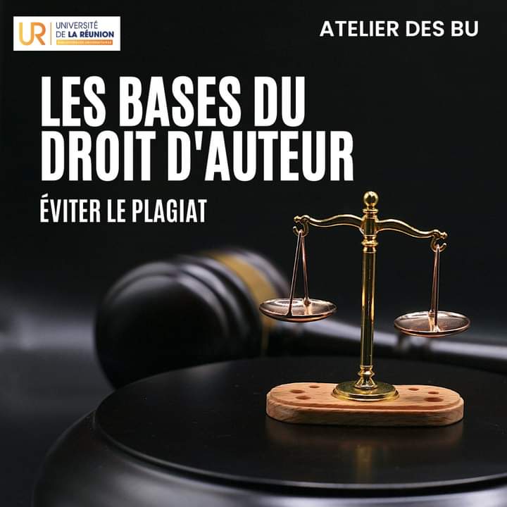 👩‍🏫 ATELIERS DES BU : CONNAÎTRE LES BASES DU DROIT D'AUTEUR ET ÉVITER LE PLAGIAT

📆 Mercredi 16 octobre, 14h-16h : BU Saint-Denis Droit-Lettres
✅ billetweb.fr/connaitre-les-…
📆 Mardi 1er octobre, 10h-12h : à distance
✅ Sur inscription : billetweb.fr/connaitre-les-…