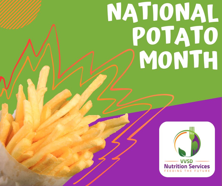 September is National Potato Month! It's the perfect time to spotlight this nutritious veggie! Potatoes are packed with nutrients like Vitamin C, potassium &amp; fiber. They provide lasting energy to keep you focused and fueled all day. 

#NationalPotatoMonth #VVSDNutritionServices