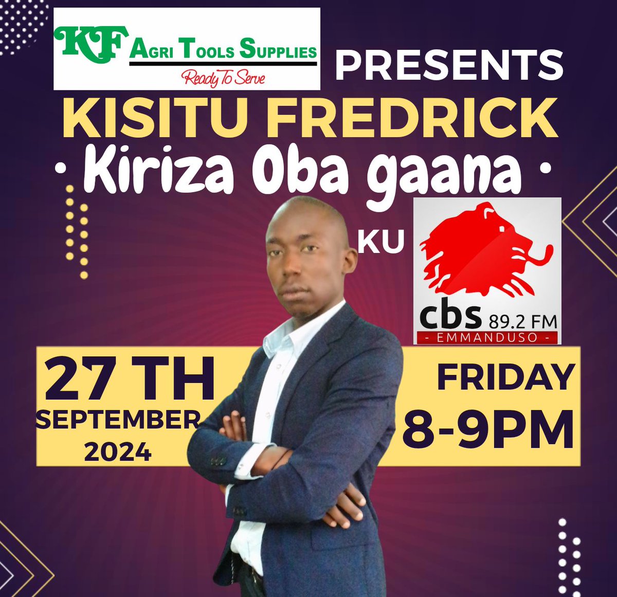 Hello our dear followers, Today we shall be live on <a href="/892cbsFm/">CBS FM Emmanduso</a> from 8-9pm this Friday 27th September 2024