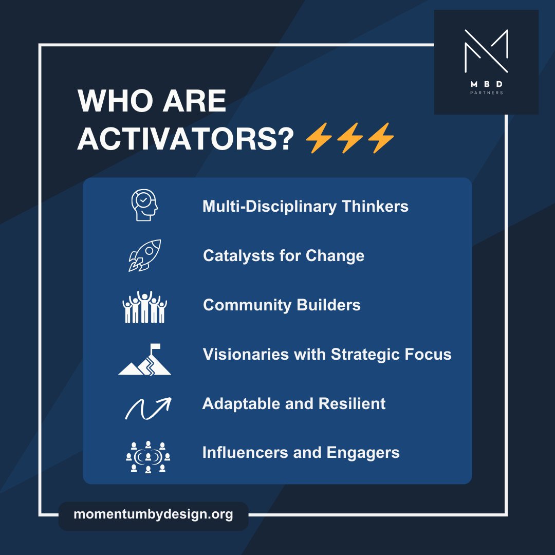 Activators blend skills from different areas and use that wide range of expertise to see connections and opportunities others miss. They thrive in environments where they can be catalysts for change, build communities, and move between different roles seamlessly.