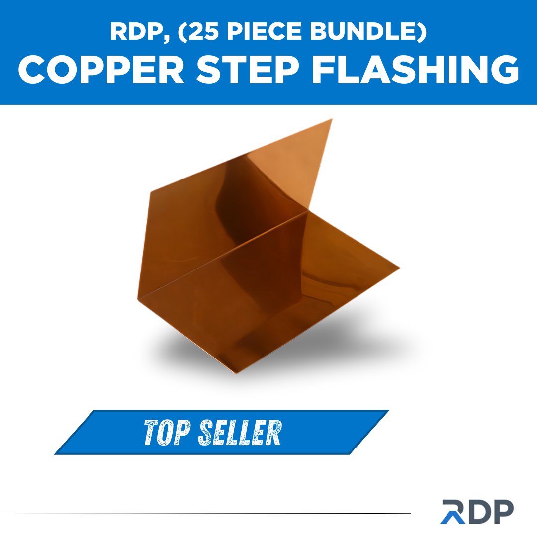BuyRoofing's tweet image. Protect your roof! 🏠 RDP Copper Step Flashing prevents water leaks with 16 oz. copper, pre-bent for easy install. Built to last!

✅ 16 oz. Copper
✅ 25-piece bundles
✅ Pre-bent at 90°

Upgrade at RoofingDirect.com! #RoofingSolutions #CopperFlashing #RoofProtection