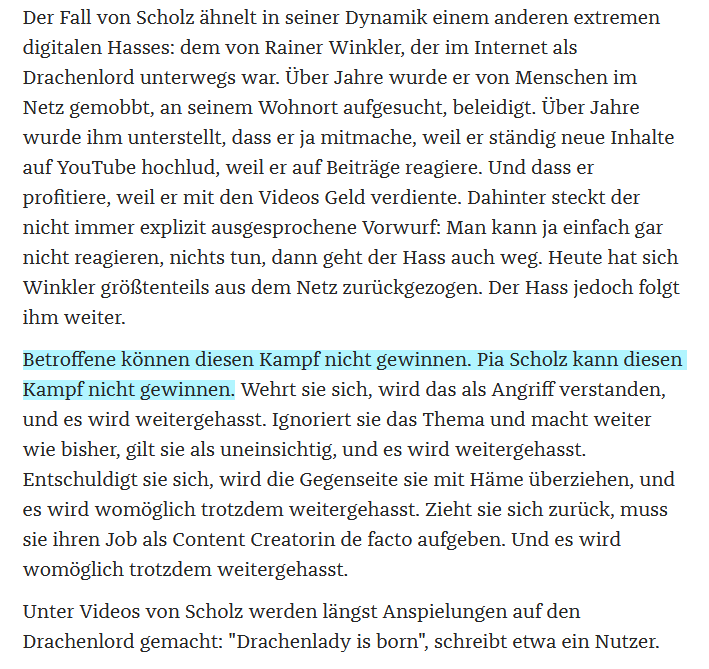 Um diese Passage geht es mir vor allem. Wann merkt ihr, dass wir die Inhalte überwinden und endlich verstehen müssen, dass ganze Gruppierungen (!) jede Handlung so einordnen werden, dass es weitergehen kann? Es ist ein SYSTEM! Und es muss aufhören!