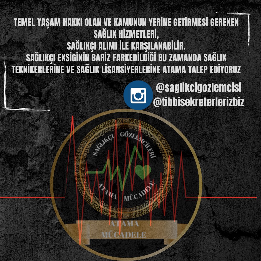 Yüzbinlerce mezun sağlıkçı varken sağlıkçı ihtiyacı giderilmesini talep ediyoruz.
<a href="/aylinyaman_/">Dr. Aylin Yaman</a>  <a href="/gamzeilgezdi/">Dr. Gamze Akkuş İlgezdi</a>  <a href="/drmemisoglu/">Prof. Dr. Kemal Memişoğlu</a> <a href="/CHPMuratBakan/">Murat BAKAN</a> <a href="/UgurBayraktutan/">Uğur Bayraktutan CHP</a> 
#MemişoğluAtamaZamanı
