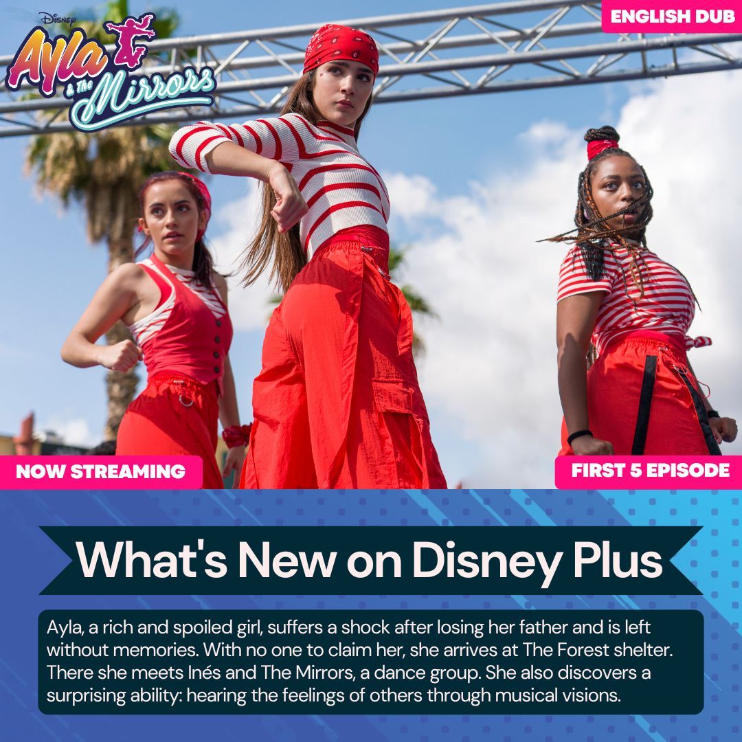 The first five episodes of a brand-new Spanish series called Ayla &amp; The Mirrors are new on #DisneyPlus!

Ayla is a young girl who loses her parents in an accident &amp; struggles with amnesia. Ayla is on a journey of self-discovery through music and dance.

#AylaTheMirrors