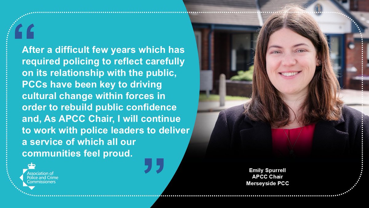 Association of Police and Crime Commissioners (@assocpccs) on Twitter photo <a href="/MerseysidePCC/">Merseyside's Police Commissioner Emily Spurrell</a> has been elected as the new Chair of the Association of Police and Crime Commissioners (APCC).
Read Emily Spurrell's first full statement➡️apccs.police.uk/latest-news/em…
#PCCsMakingADifference <a href="/MerseysidePCC/">Merseyside's Police Commissioner Emily Spurrell</a> has been elected as the new Chair of the Association of Police and Crime Commissioners (APCC).
Read Emily Spurrell's first full statement➡️apccs.police.uk/latest-news/em…
#PCCsMakingADifference