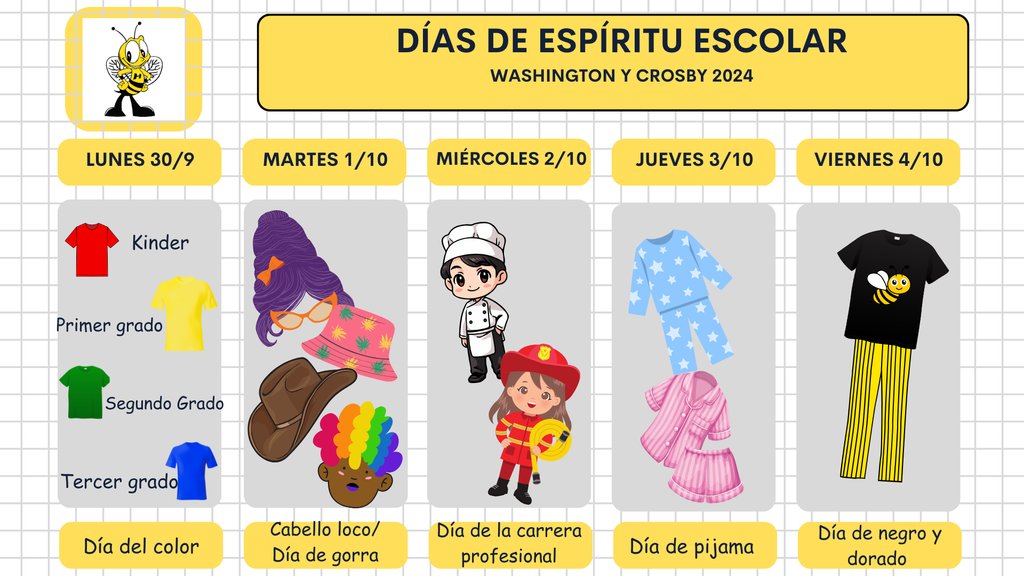 Homecoming Week begins on Monday! 🎉 Check out our spirit days for next week and let’s have some fun showing our school pride! 🐝💛🖤