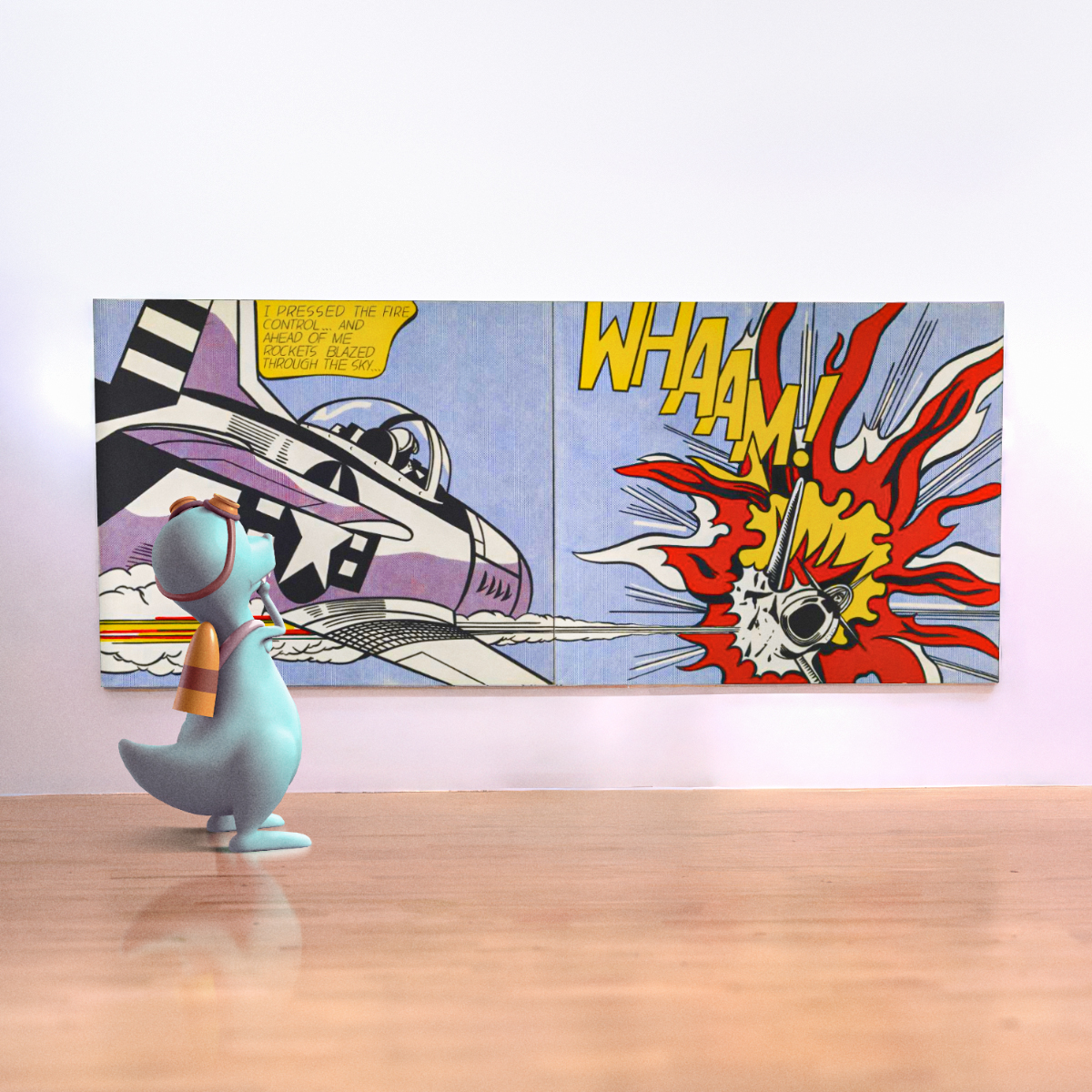 Abe from Timehop! (@abe) on Twitter photo OTD: In 1963, Roy Lichtenstein unleashed Whaam! at the Leo Castelli Gallery in New York City. It captured the intensity of aerial combat through bold lines and bright colors. OTD: In 1963, Roy Lichtenstein unleashed Whaam! at the Leo Castelli Gallery in New York City. It captured the intensity of aerial combat through bold lines and bright colors.