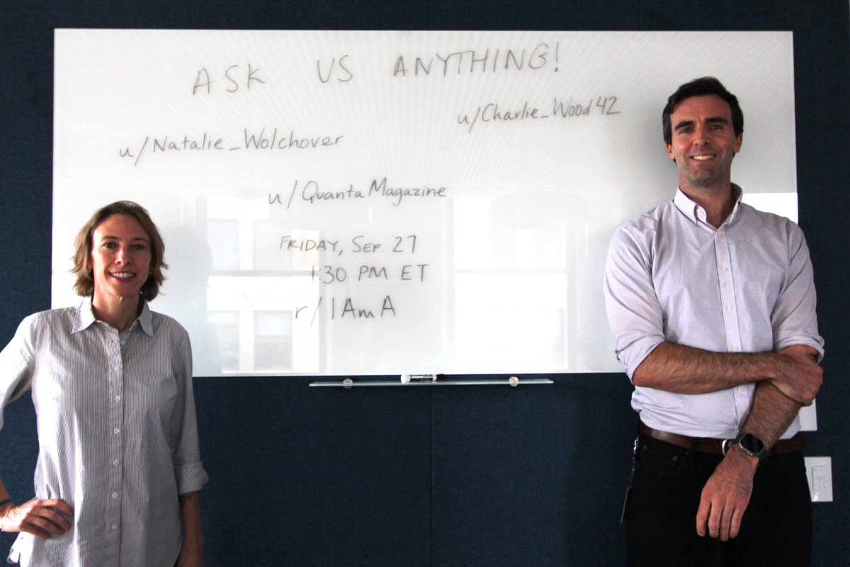 Ask us anything you want about physics! 

Our senior editor <a href="/nattyover/">Natalie Wolchover</a>  and writer <a href="/walkingthedot/">Charlie Wood</a> are hosting a Reddit AMA today at 1:30 PM.

reddit.com/r/IAmA/comment…
