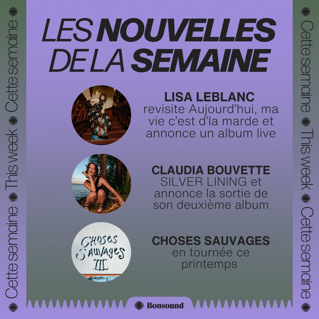 Bonsound (@bonsound) on Twitter photo #Newsletter ft. <a href="/lisaleblancyo/">Lisa LeBlanc</a> revisite Aujourd’hui, ma vie c’est d’la marde et annonce un album live + <a href="/ClaudiaSoloReal/">Claudia Bouvette</a> dévoile SILVER LINING et annonce la sortie de son deuxième album et plus.
INFOS ✨- mailchi.mp/bonsound/lisa-… #Newsletter ft. <a href="/lisaleblancyo/">Lisa LeBlanc</a> revisite Aujourd’hui, ma vie c’est d’la marde et annonce un album live + <a href="/ClaudiaSoloReal/">Claudia Bouvette</a> dévoile SILVER LINING et annonce la sortie de son deuxième album et plus.
INFOS ✨- mailchi.mp/bonsound/lisa-…