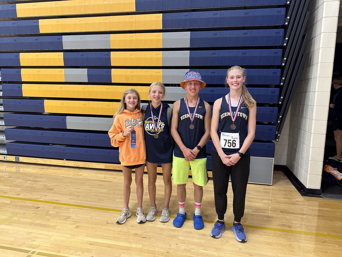HCrosscountry's tweet photo. Ferrah LaLone 6th place Zoey Lucarelli 17th place in girls 5K race. Cooper Lucarelli 6th place in boys 5K race. Nora Lucarelli took 1st place in her 7th straight Middle School race. 

Nora in action as she leads on the first loop of the race in Hibbing yesterday! https://t.co/ZOg19L3ZCw