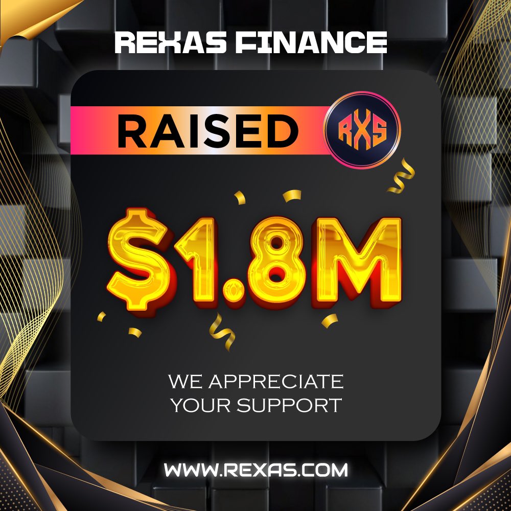 rexasfinance's tweet photo. ⭐️ Milestone Alert! ⭐️

Rexas Finance has successfully raised $1.8 Million! 🚀

Thank you for your support! 👍

Buy Now: https://t.co/tNJAsvBiYe

#Rexas #ETH $RXS https://t.co/jSjsRuztas