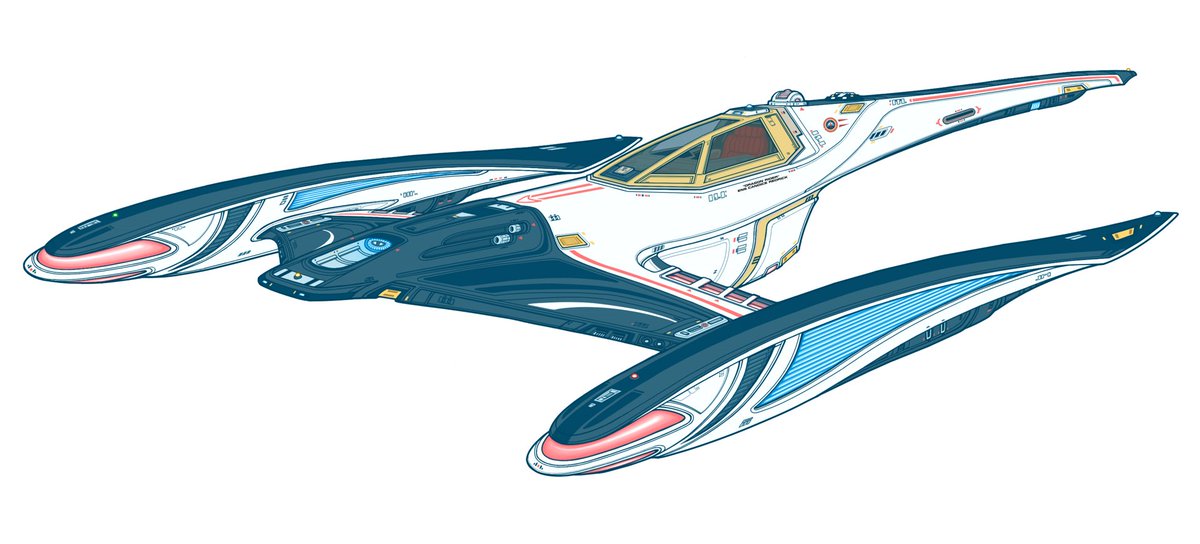 Stu1701's tweet image. I once dared to ask &quot;what if N1 starfighter, but Star Trek-ified?&quot; Well, I can now answer that question thanks to the amazing work of @AventineIss!

I&apos;m thinking of calling it the Phantom-class (get it? Phantom Menace? I know, I&apos;m really clever...)
#StarTrek #StarWars