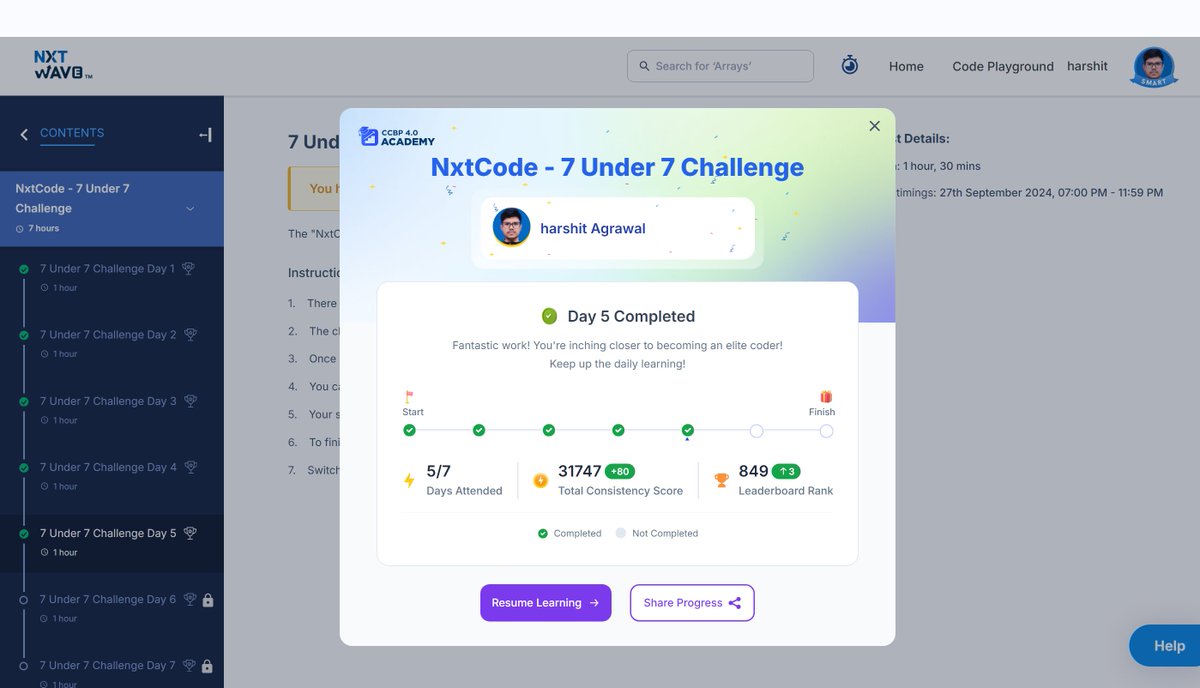 HarshitAgr84169's tweet photo. Day 5 Completed! 💪

Proud to be part of the 7-day #NxtCode7Under7Challenge 🙌

#NxtCode #NxtWave #CCBP #CCBPians #CCBPAcademy #NxtWaveAcademy #NxtCode7Under7Challenge https://t.co/l9Sy63ZGkn