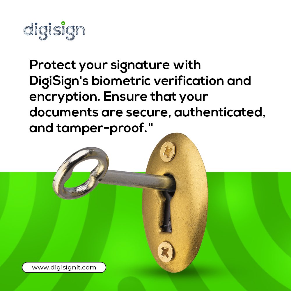 DigisignHQ's tweet image. Protect your signature with ironclad security!

Say goodbye to forgery and hello to peace of mind with biometric verification and encryption!

#digisign #secured