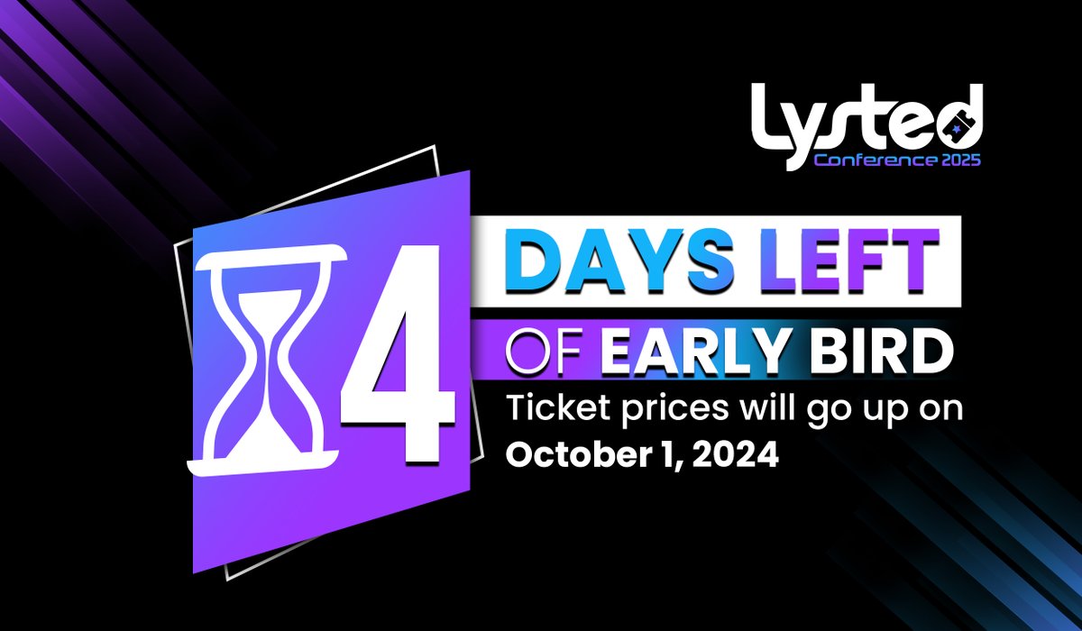itslysted's tweet photo. ⏳ The countdown is on! Don’t miss your chance to grab Early Bird tickets for the Lysted Conference in Vegas, February 5-7, 2025, before prices increase on October 1.

🎟️ Get yours now: https://t.co/Y9tfWWFqad https://t.co/oPLnnnyrue