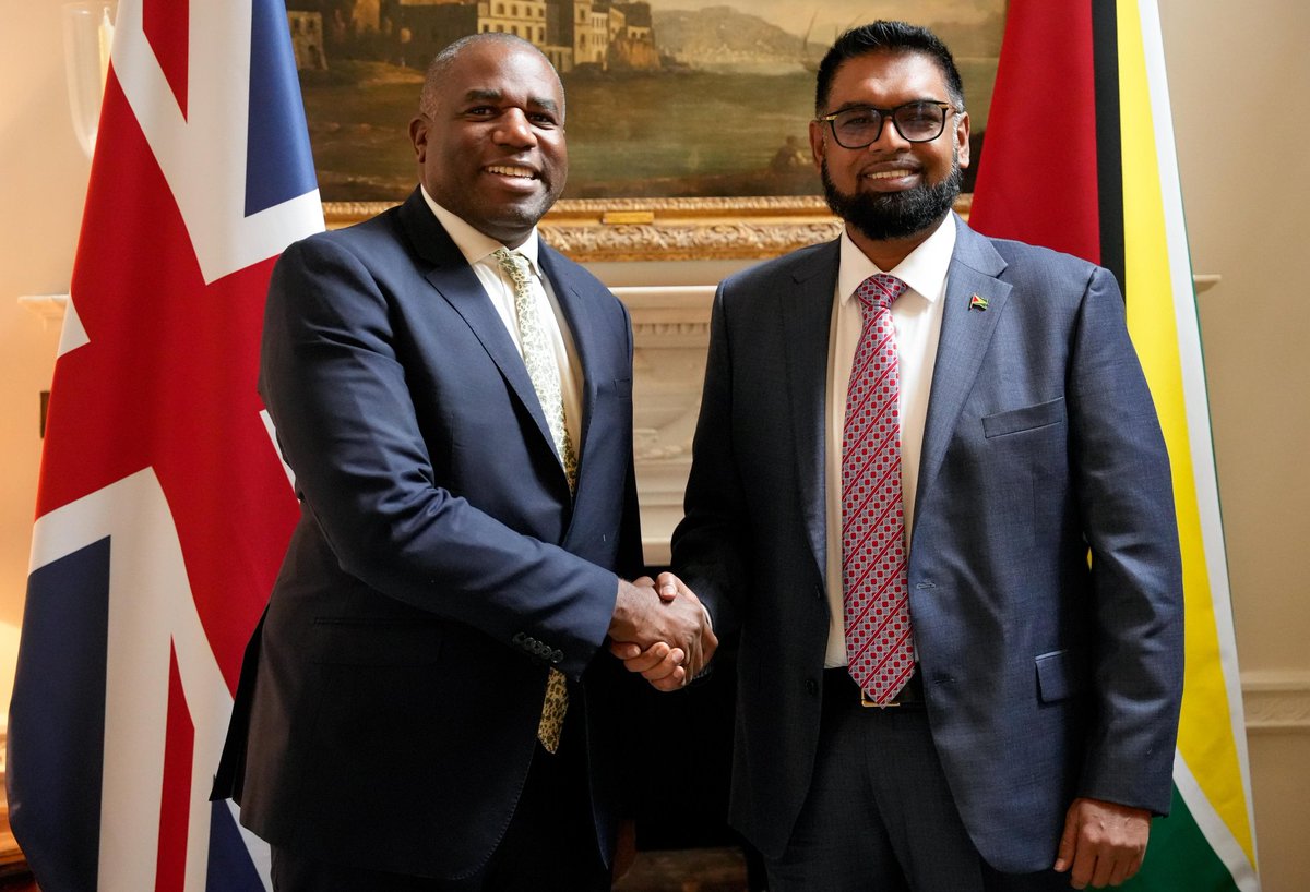 Welcome to London <a href="/presidentaligy/">President Dr Irfaan Ali</a>.

As a UK Foreign Secretary of Guyanese heritage, I'm proud to be proof of the close connection between our countries.

The UK is committed to working together to protect our climate, grow economic ties and uphold Guyana’s territorial integrity.