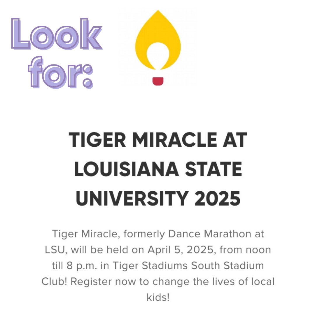 Tiger Miracle’s Donor Drive is officially live‼️We cant wait to have you sign up and help us raise funds for the kids at Our Lady of the Lake Children’s Hospital!!🥳🙌🎉