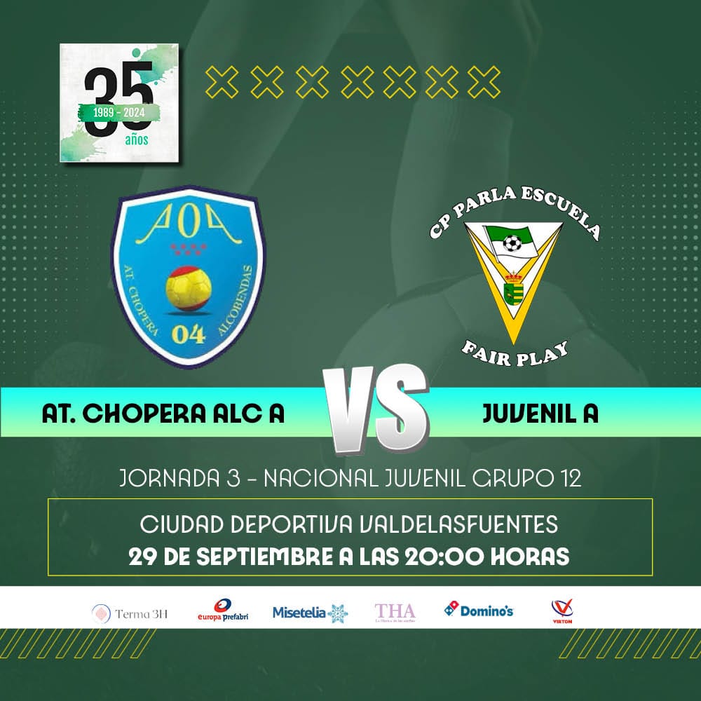 CANTERA | El Juvenil A jugará como visitante el domingo ante el Atlético Chopera Alcobendas.

Nuestro equipo suma tres puntos en la clasificación tras las dos primeras jornadas.

#SoydelaEscuela