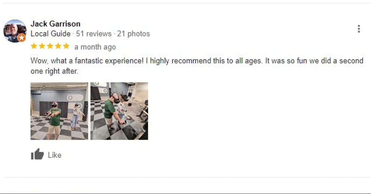 FlipSwitchVR's tweet image. 🎉 Big thanks to Jack G. for the awesome review! 🙌 He and his crew had such a blast at FlipSwitch VR, they jumped into a second session right after! 🤯👾

Ready to experience the fun? Book now! 🔥

➡️ loom.ly/6i3mSMs
#CustomerLove #VRGaming #VirtualReality