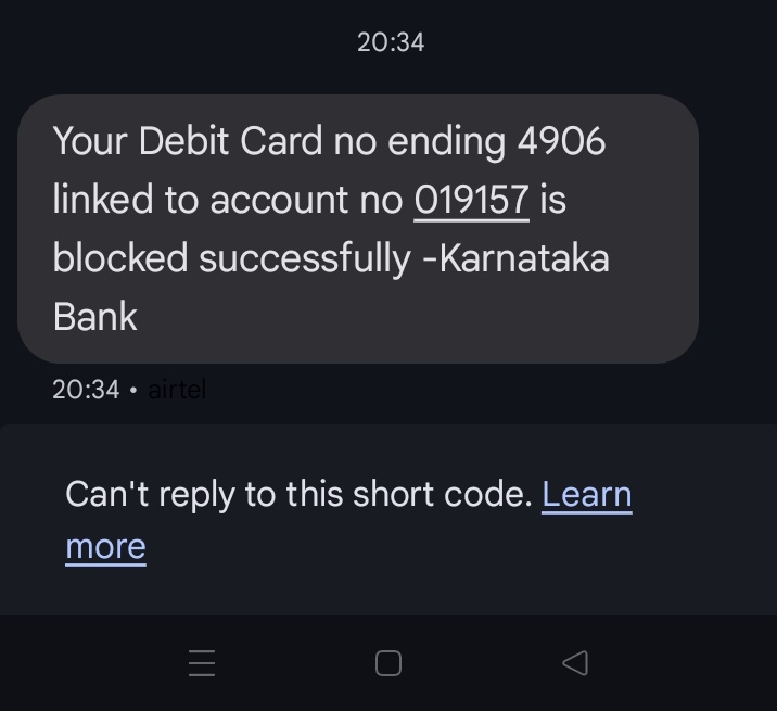 LoystanDsouza's tweet photo. @KarnatakaBank 
Hi Team,
Why my debit card is blocked without informing me.
PFB snapshot. Kindly suggest and helt https://t.co/42kXQ9EB00