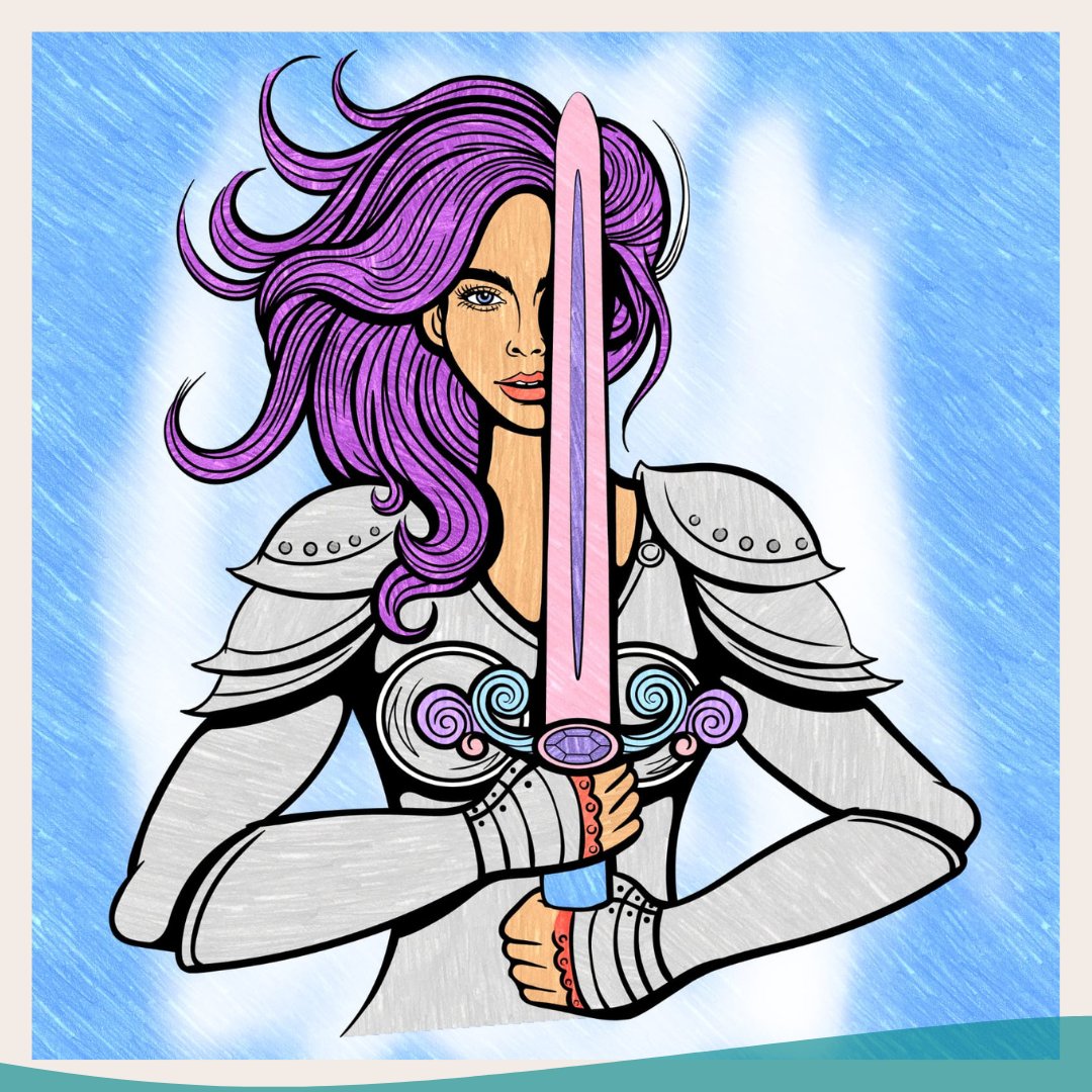 haidehandnejad's tweet photo. Some digital work! 
One of our participants has made an amazing drawing of Gordafarid ready to face the enemy in battle! 
The next slide is a collection of digital replications of the other participant's drawings? Don't they look great together? https://t.co/73TbBq0IO4