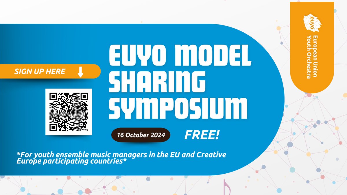 🚨 Youth ensemble music managers! Join our online 𝟮𝟬𝟮𝟰 𝗠𝗼𝗱𝗲𝗹 𝗦𝗵𝗮𝗿𝗶𝗻𝗴 𝗦𝘆𝗺𝗽𝗼𝘀𝗶𝘂𝗺 on 16 Oct, free-of-charge and full of shared learning and exchange! 🎶 

On the programme: 🌐 𝘁𝗵𝗲 𝗽𝗼𝘄𝗲𝗿 𝗼𝗳 𝗻𝗲𝘁𝘄𝗼𝗿𝗸𝘀, 💡𝘆𝗼𝘂𝗻𝗴 𝗼𝗿𝗰𝗵𝗲𝘀𝘁𝗿𝗮𝘀 𝗼𝗳