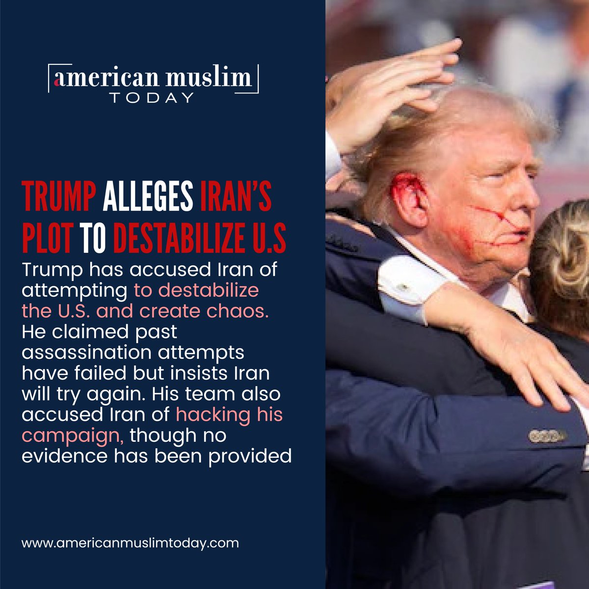 AmericanMuslimT's tweet image. Trump Iran Assassination Threat: U.S. Intelligence Alerts Candidate to Danger

𝐑𝐞𝐚𝐝 𝐦𝐨r𝐞:americanmuslimtoday.com/details/e92472…

#Trump #IranThreat #AssassinationPlot #USIntelligence #2024Elections #IranUSRelations #QassemSoleimani #ElectionSecurity #NationalSecurity #TruthSocial