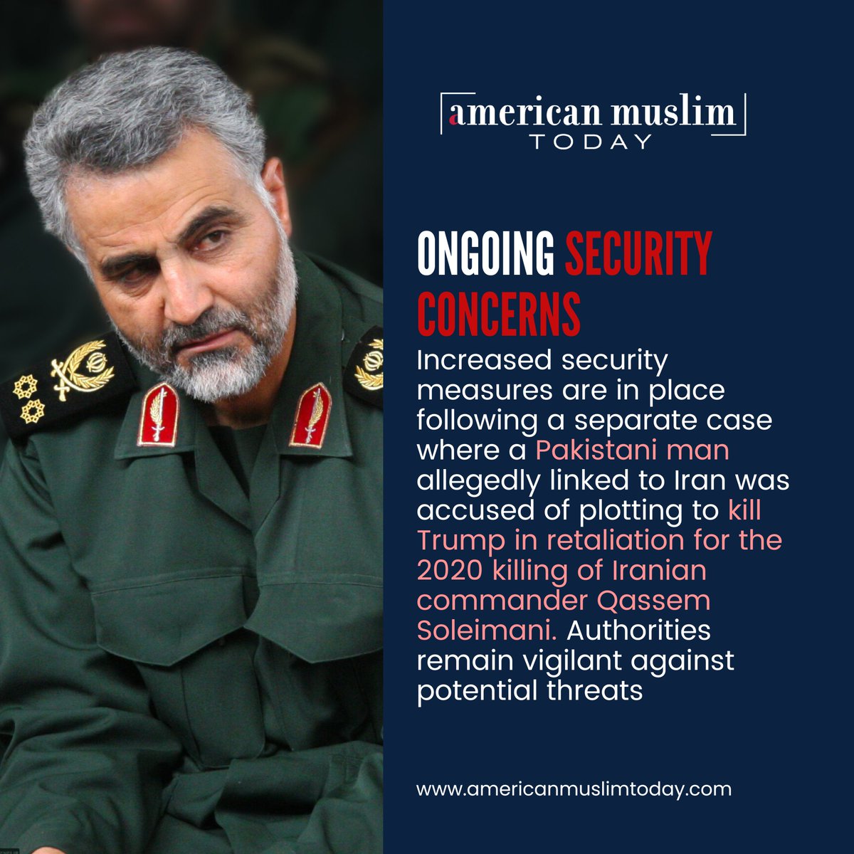AmericanMuslimT's tweet image. Trump Iran Assassination Threat: U.S. Intelligence Alerts Candidate to Danger

𝐑𝐞𝐚𝐝 𝐦𝐨r𝐞:americanmuslimtoday.com/details/e92472…

#Trump #IranThreat #AssassinationPlot #USIntelligence #2024Elections #IranUSRelations #QassemSoleimani #ElectionSecurity #NationalSecurity #TruthSocial