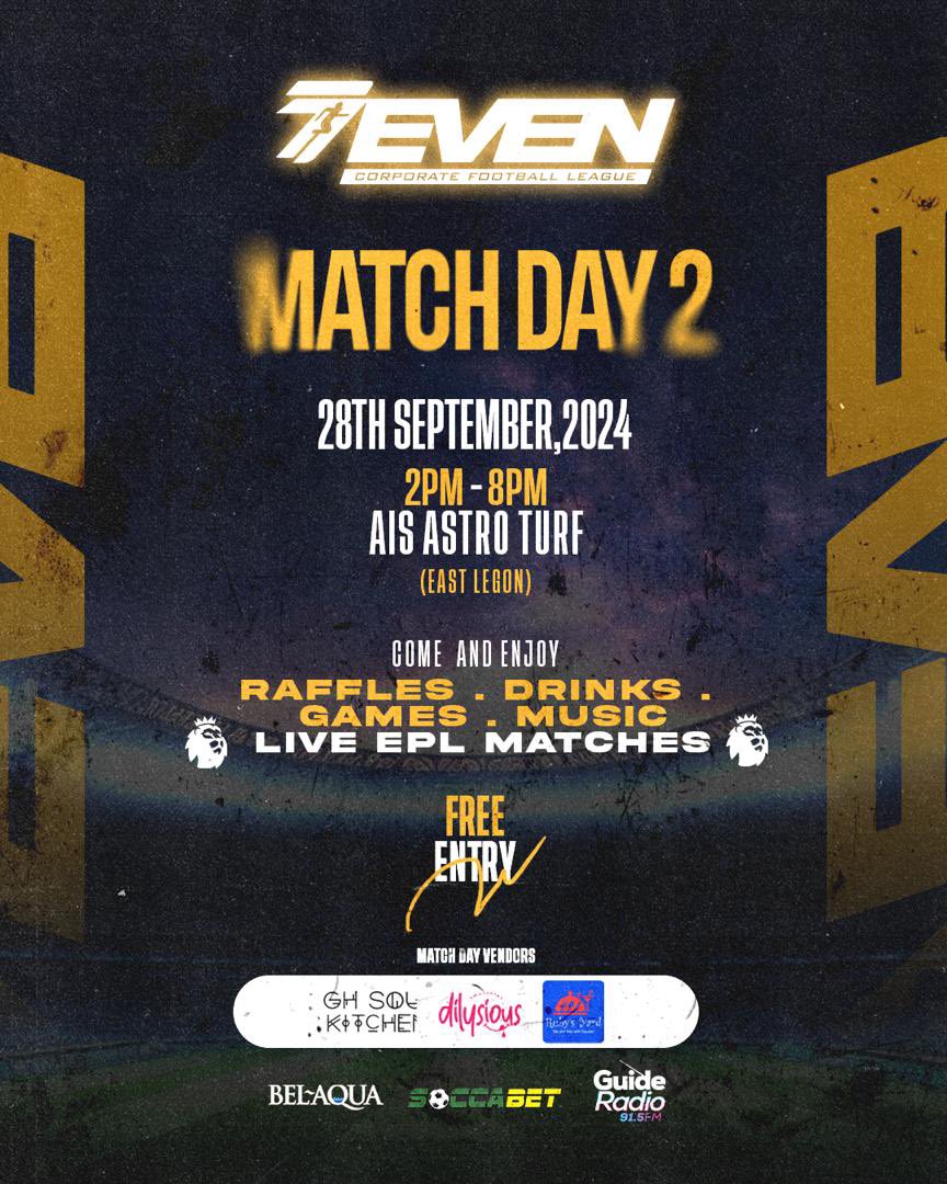 OboiNico's tweet photo. GAME WEEK 2 #7evenCorporateLeague 

SAT. 28TH SEPTEMBER, 2024

BEEHIVE X OUTMOSPHERE
🆚
POLO BEACH CLUB

⏳4:00PM

🏟️ AIS PITCH (EAST LEGON)

Won’t you come? https://t.co/4Fvw3vWYHP
