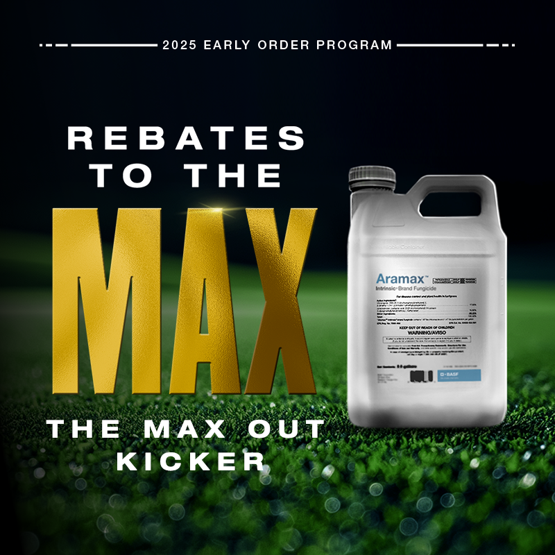 BASFTurf_us's tweet photo. Defend fairways from 26 of the toughest turf diseases while earning additional rebates when you add the new Aramax Intrinsic brand fungicide to your EOP order.