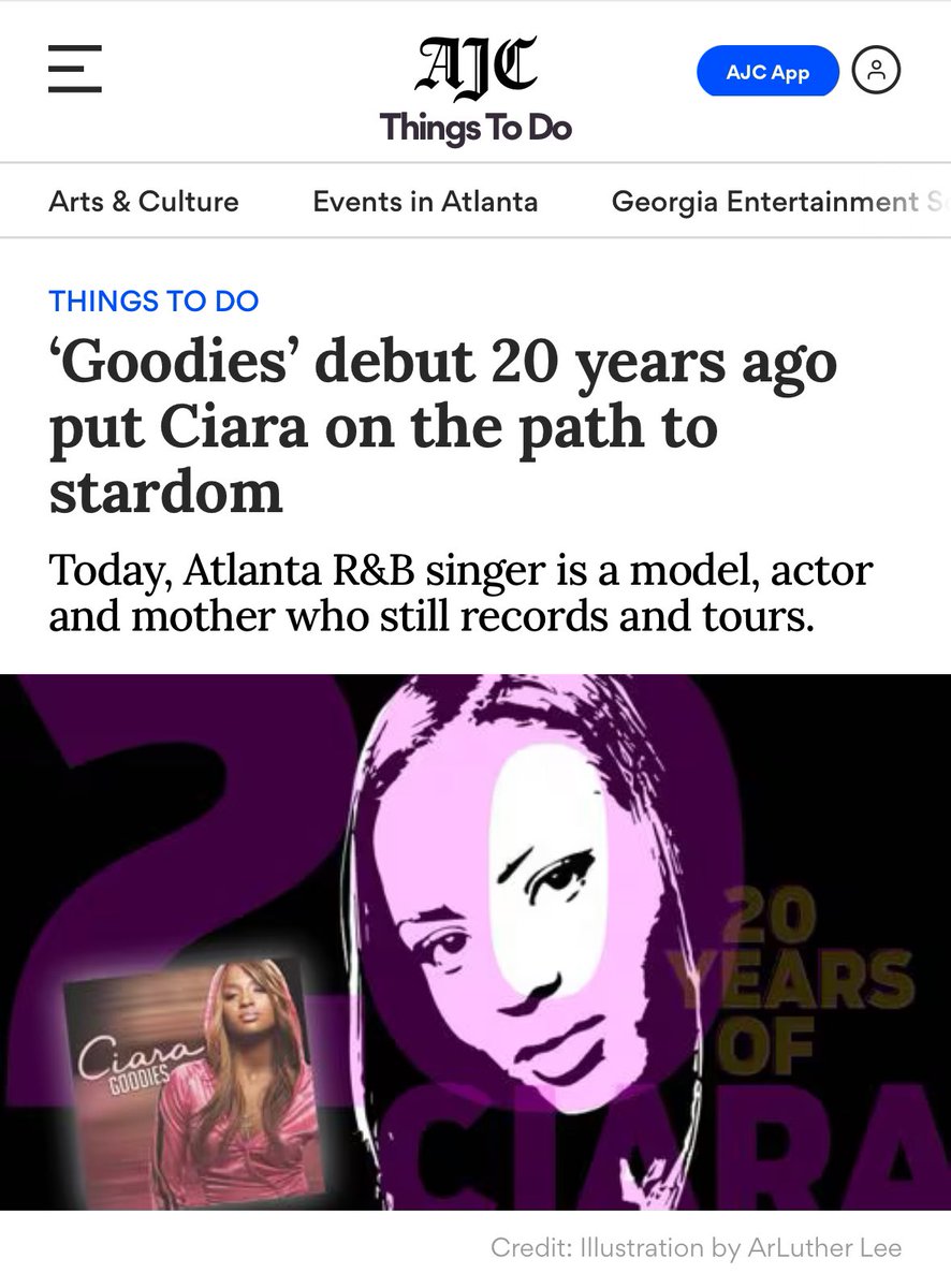 ThisIzBFF's tweet image. Got to sit down and talk to @deasia_paige over at @ajcnews about the 20th anniversary of @ciara #Goodies . Such a full circle moment. Ciara has impacted and inspired us musically and visually. Thank you so much! And stream “Yup! We Did It Anyway” out now! vyd.co/YupWeDidItAnyw…